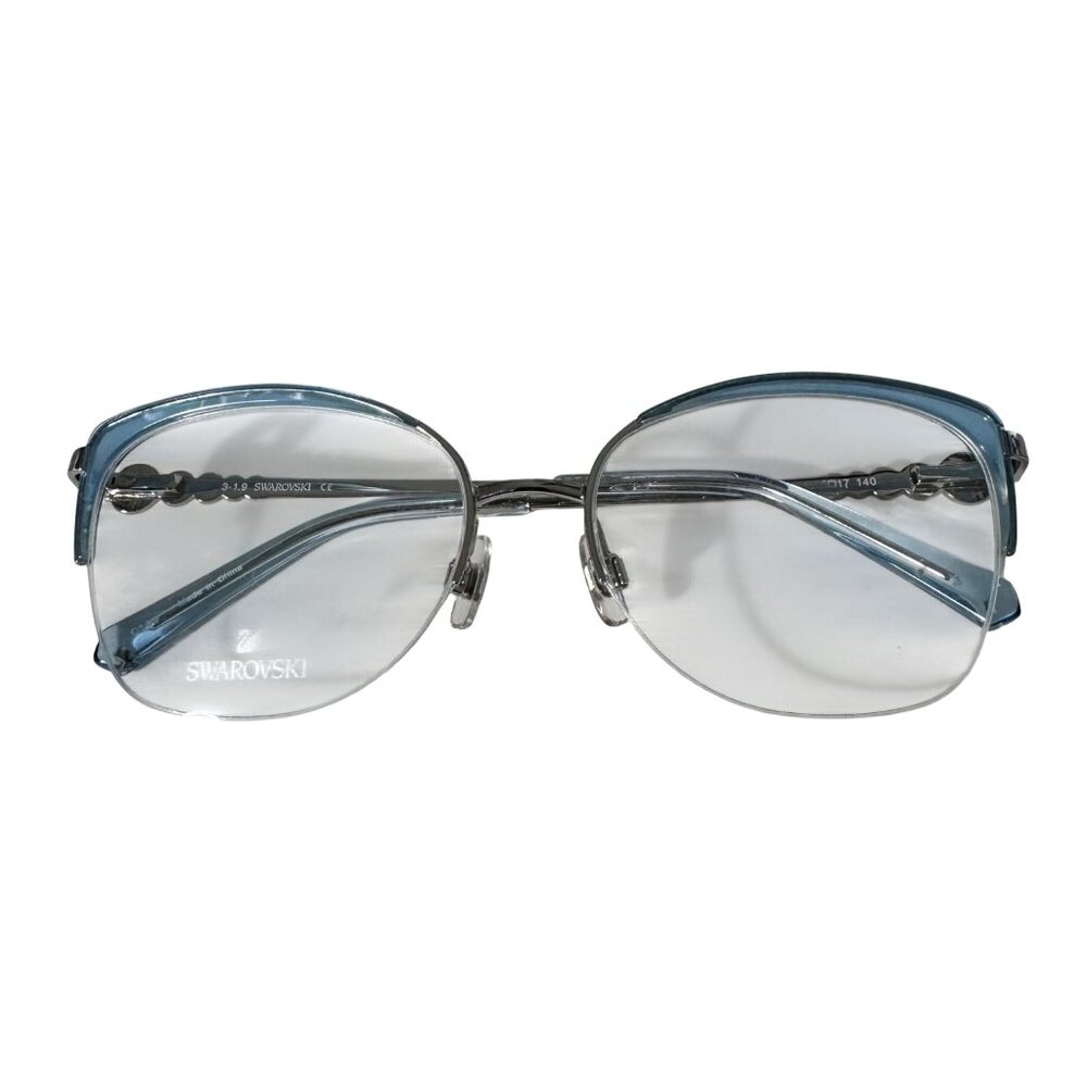 Swarovski SK5307 Eyeglass Frame Only 55-17-140 Blue Metal Semi-Rimless Gemstones - Picture 14 of 14